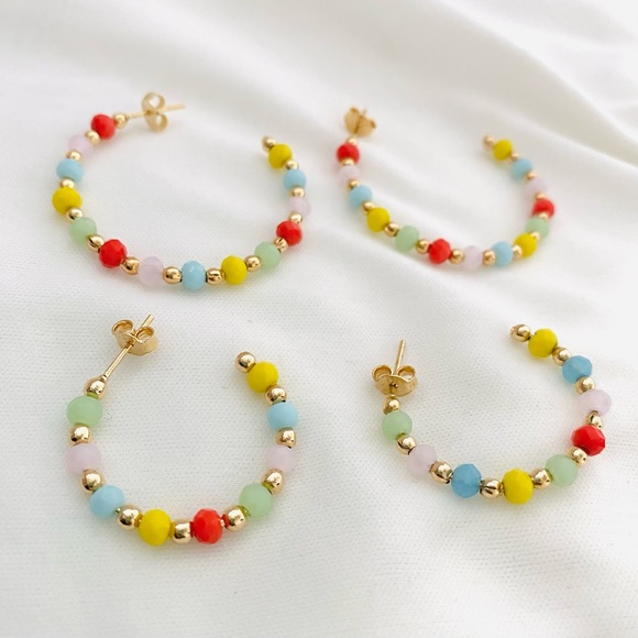 Color Beaded Hoops - Picture 7 of 11